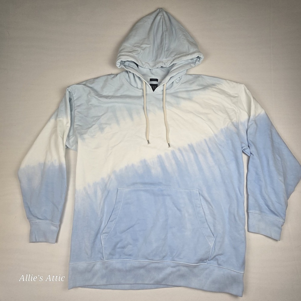GAP Tie Dye Hoodie Blue White Oversized Sweatshirt Soft Women's Mens Medium